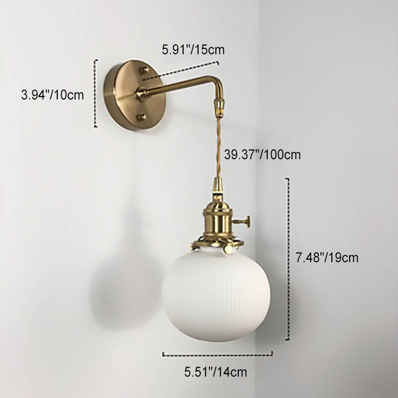 Japanischer Retro Minimalistischer Zylinder Oval Messing Lucite 1-Licht Wandleuchte 