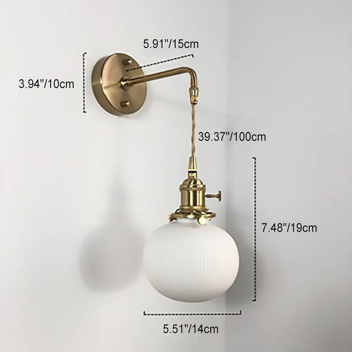Japanischer Retro Minimalistischer Zylinder Oval Messing Lucite 1-Licht Wandleuchte 