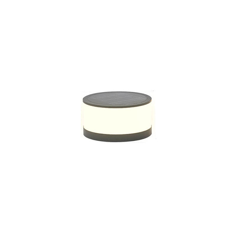 Modern Minimalist Solar Outdoor Round Column Post Head LED Waterproof Landscape Light for Garden