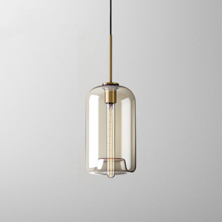 Moderne nordische 1-flammige Pendelleuchte aus Eisen und Glas in runder, geometrischer Jar-Form für Wohnzimmer &amp; Schlafzimmer 