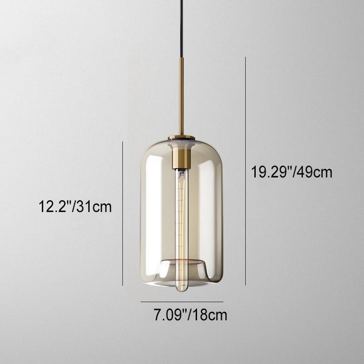 Moderne nordische 1-flammige Pendelleuchte aus Eisen und Glas in runder, geometrischer Jar-Form für Wohnzimmer &amp; Schlafzimmer 
