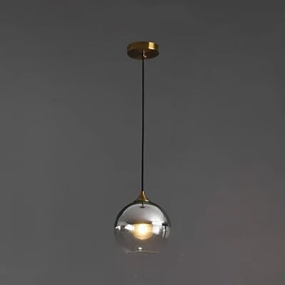 Lámpara colgante de 1 luz con pantalla esférica de vidrio de simplicidad moderna para dormitorio 