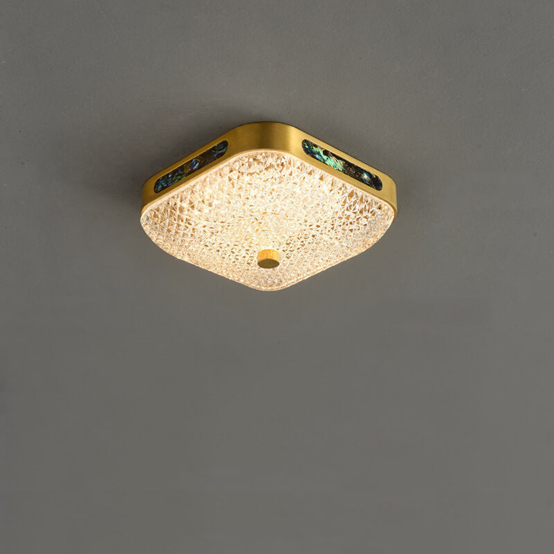Simple Square Round Acrylic Brass LED Flush Mount Ceiling Light