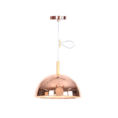 Nordic Simple Iron Dome Wood 1-Light Pendelleuchte