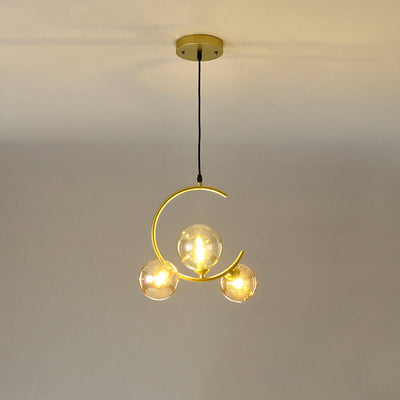 Scandinavian Minimalist Round Ball Glass 1/3-Light Island Light Chandelier