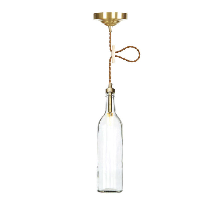 Contemporary Industrial Wine Bottle Glass Copper 1-Light Pendant Light For Living Room &amp; Bedroom