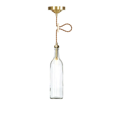 Industrial Vintage Wine Bottle Glass Copper 1-Light Pendant Light