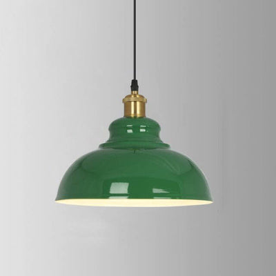 Industrial Vintage Green Iron Dome Cone 1-Light Pendant Light
