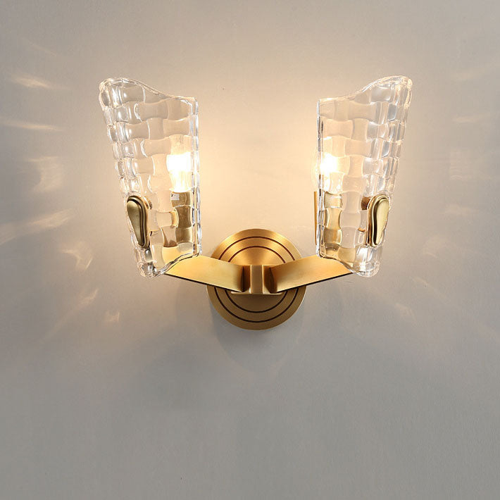 Lámpara de Aplique de Pared de 1/2 Luces de Vidrio y Latón de Lujo Nórdico 