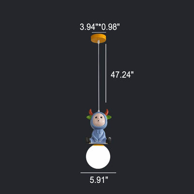 Nordic Cartoon Resin Rocket Snowman 1-Light Kids Pendant Light