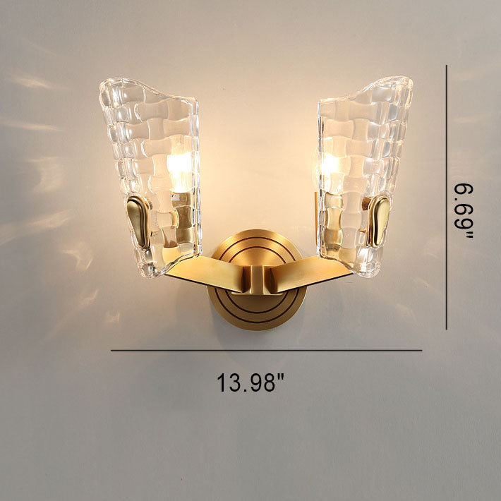 Lámpara de Aplique de Pared de 1/2 Luces de Vidrio y Latón de Lujo Nórdico 