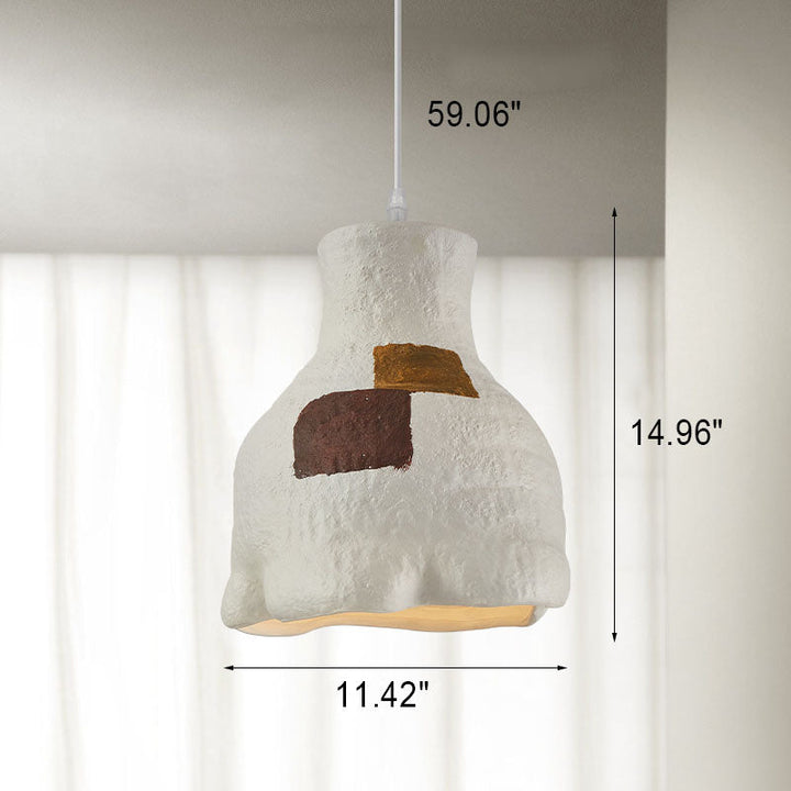 Lampe suspendue japonaise à 1 lumière Wabi-sabi blanc pur 