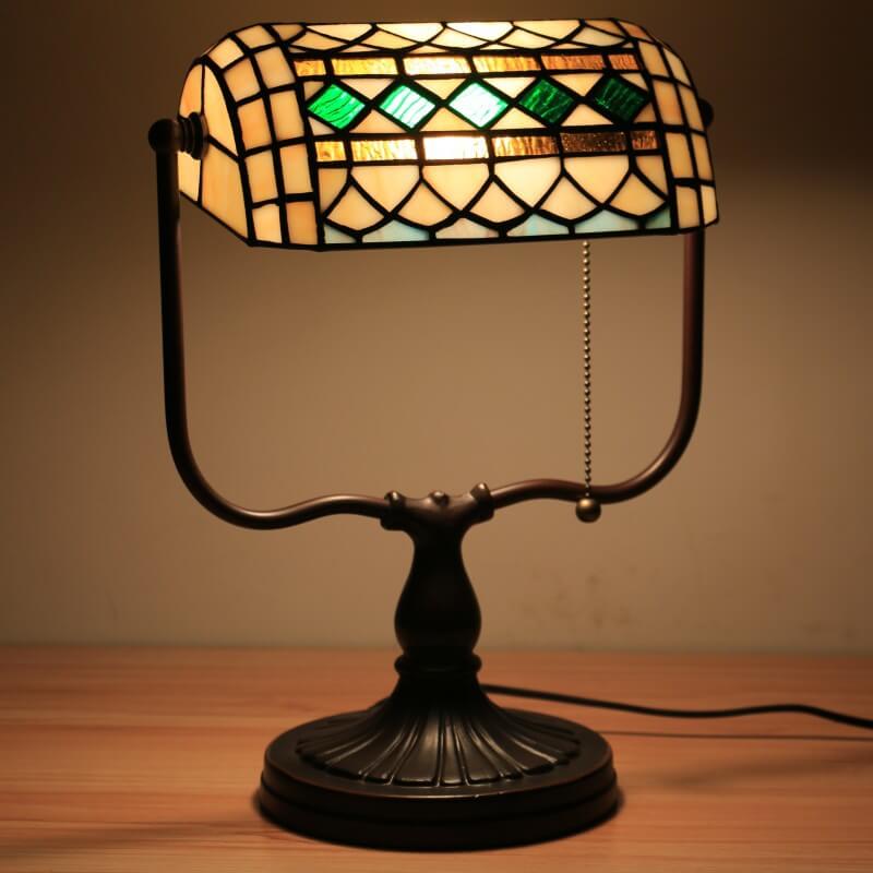 Traditional Tiffany Floral Butterfly Stained Glass 1-Light Bank Zipper Table Lamp for Bedroom