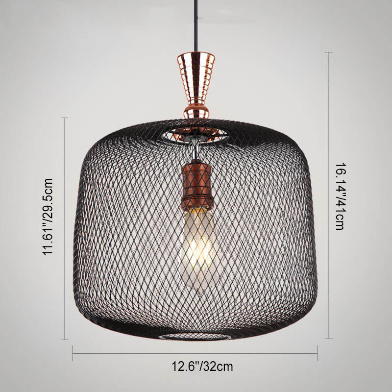 Industrial Creative Cylindrical Iron Mesh 1-Light Pendant Light