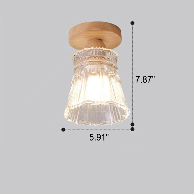 Lustre semi-encastré 1 lumière en verre simple japonais 