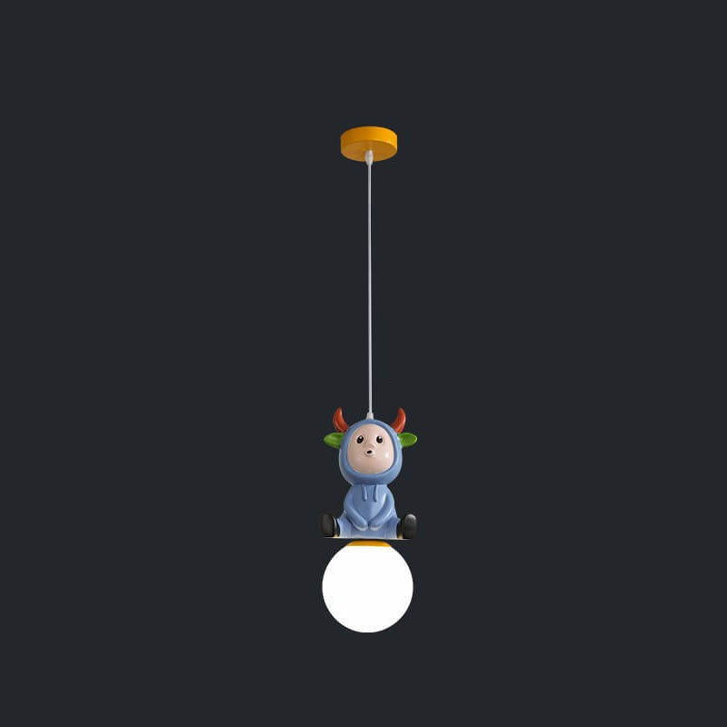 Nordic Cartoon Resin Rocket Snowman 1-Light Kids Pendant Light