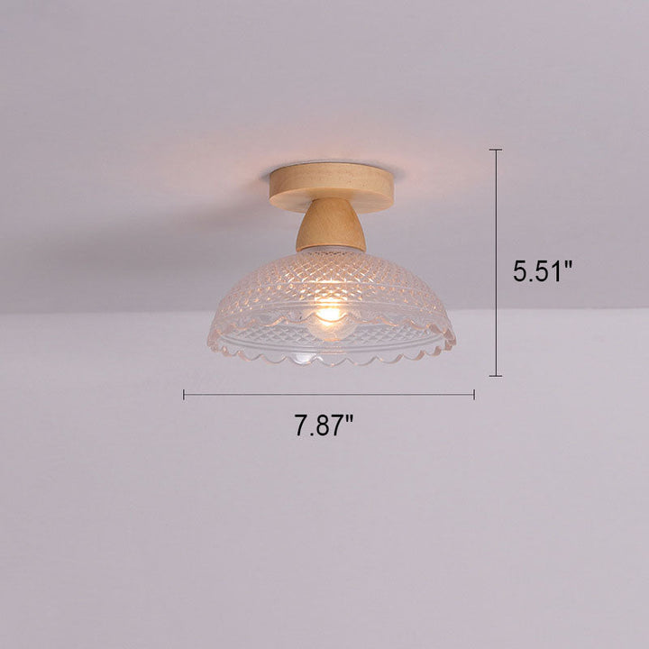 Japanese Minimalist Log Glass 1-Light Semi-Flush Mount Light