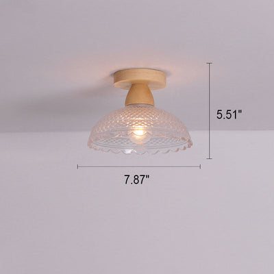 Japanese Minimalist Log Glass 1-Light Semi-Flush Mount Light