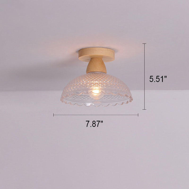 Japanese Minimalist Log Glass 1-Light Semi-Flush Mount Light