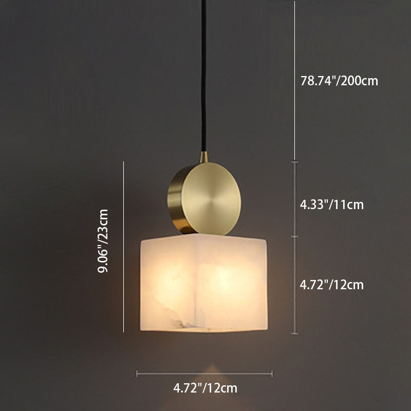 Moderne Luxus geometrische Würfel Marmor Schatten Messing 1-Licht Pendelleuchte für Wohnzimmer 