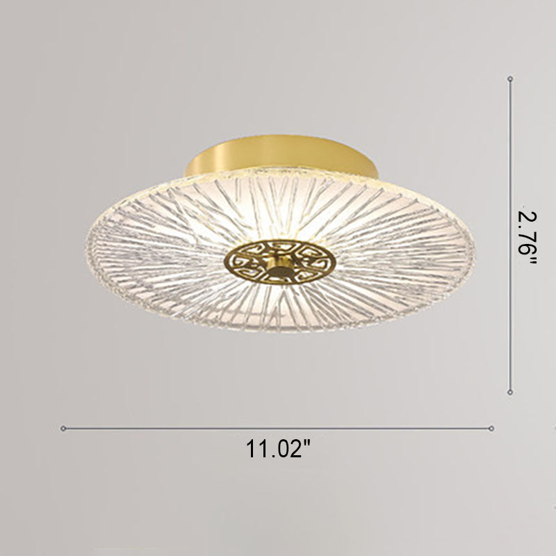 Modern Light Luxury Retro Full Copper Cloud Glass LED Flush Mount Lighting