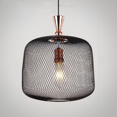 Industrial Creative Cylindrical Iron Mesh 1-Light Pendant Light