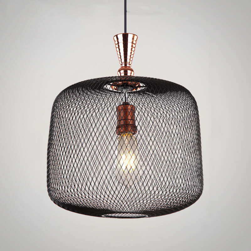 Industrial Creative Cylindrical Iron Mesh 1-Light Pendant Light