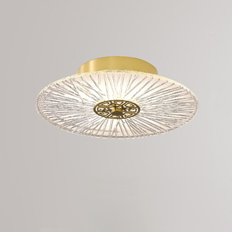 Modern Light Luxury Retro Full Copper Cloud Glass LED Flush Mount Lighting