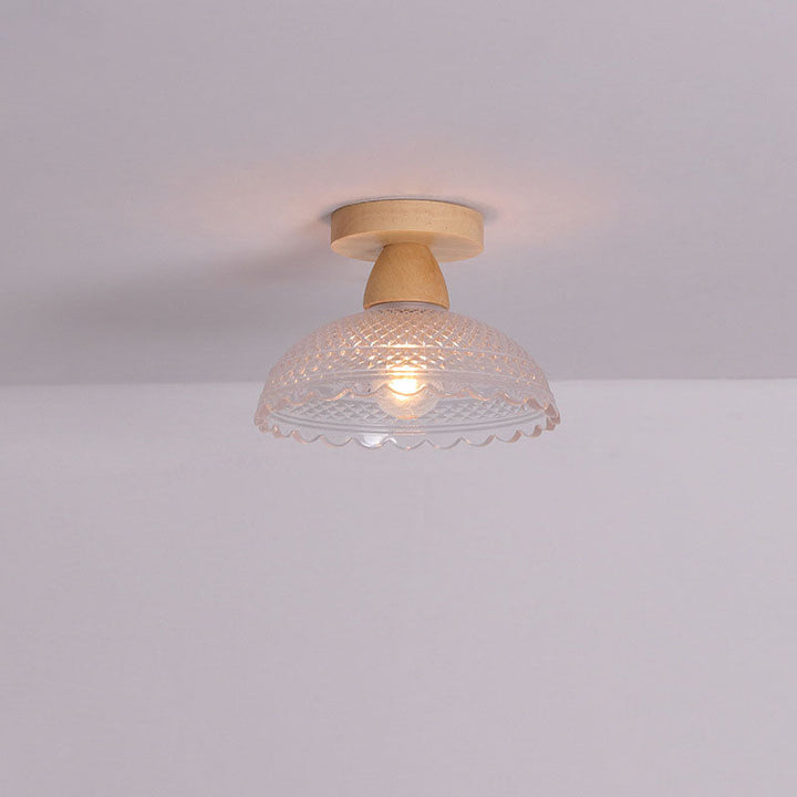 Japanese Minimalist Log Glass 1-Light Semi-Flush Mount Light