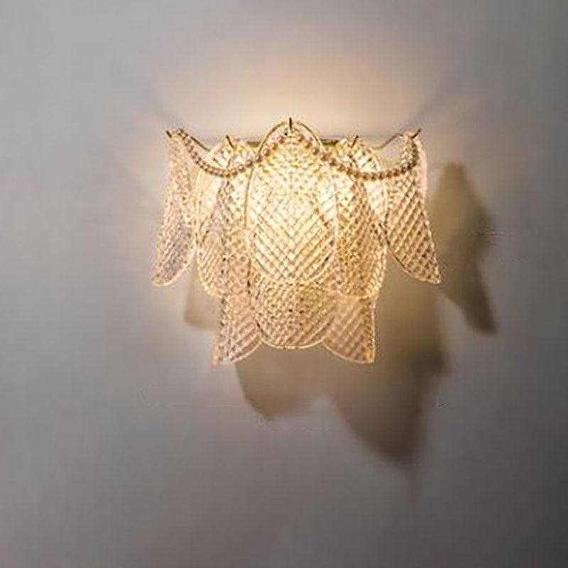 French Luxury Glass Brass 3-Light Wall Sconce Lamp