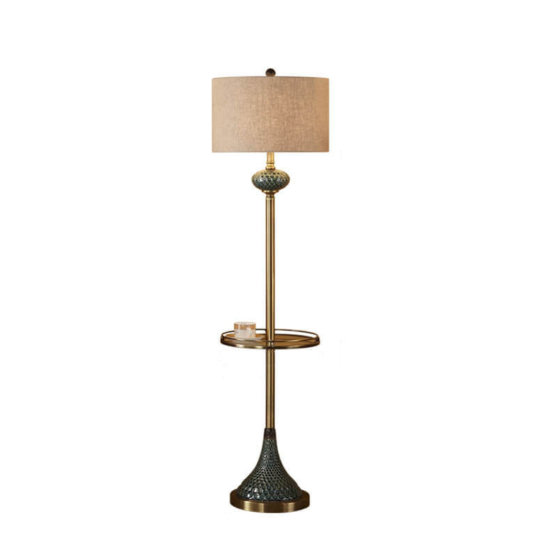Europäischer Leichtluxus mit Keramikhardware und Stoff, 1-flammige Stehlampe 