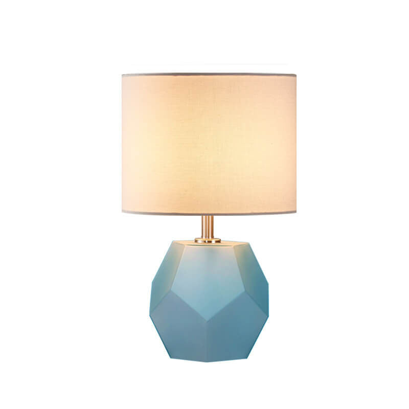 Nordic Drum Fabric Rhombus Ball Base 1-Light Table Lamp