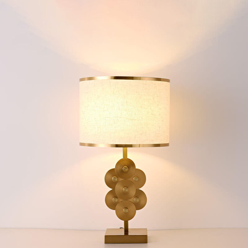 Lampe de table moderne minimaliste en tissu imitation cuivre à 1 lumière 