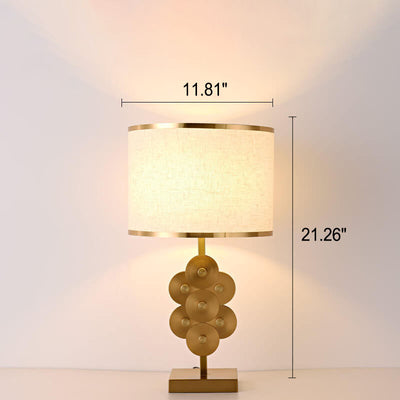 Lampe de table moderne minimaliste en tissu imitation cuivre à 1 lumière 