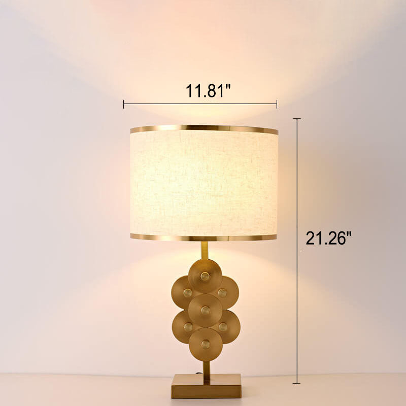 Lampe de table moderne minimaliste en tissu imitation cuivre à 1 lumière 