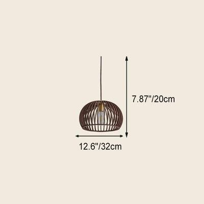 Nordic Vintage Basswood Oval Geometrie 1-Licht Pendelleuchte 