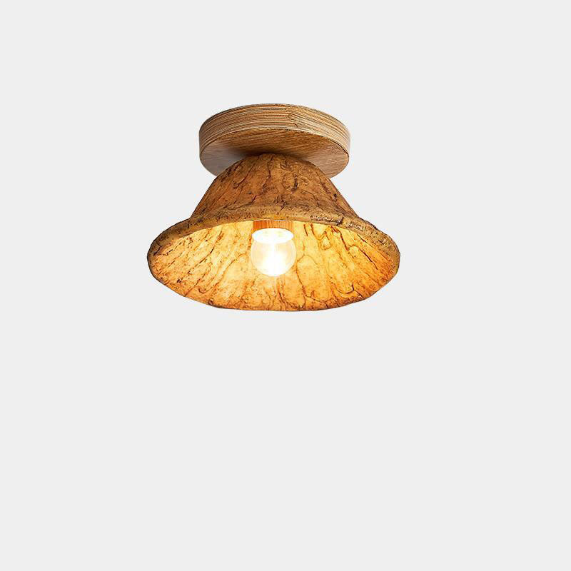 Japanese Wabi-sabi Lotus Leaf Resin 1-Light Semi-Flush Mount Ceiling Light