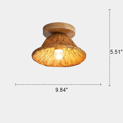 Japanese Wabi-sabi Lotus Leaf Resin 1-Light Semi-Flush Mount Ceiling Light