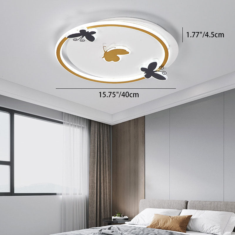 Modern Minimalist Round Square Iron Aluminum Acrylic LED Flush Mount Ceiling Light For Living Room