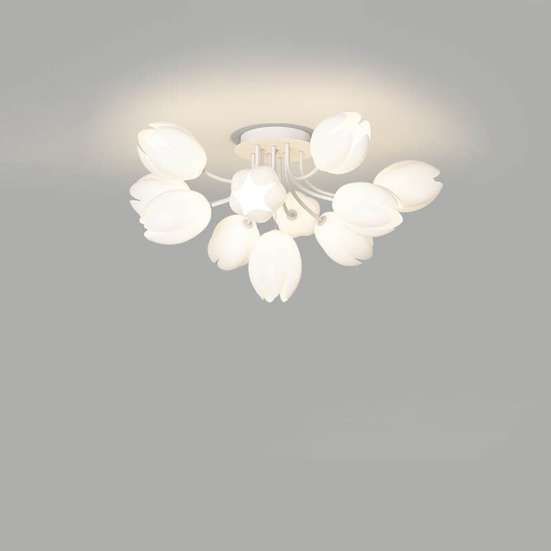 Plafonnier semi-encastré moderne en forme de fleur de tulipe, 7/11/13 lumières 