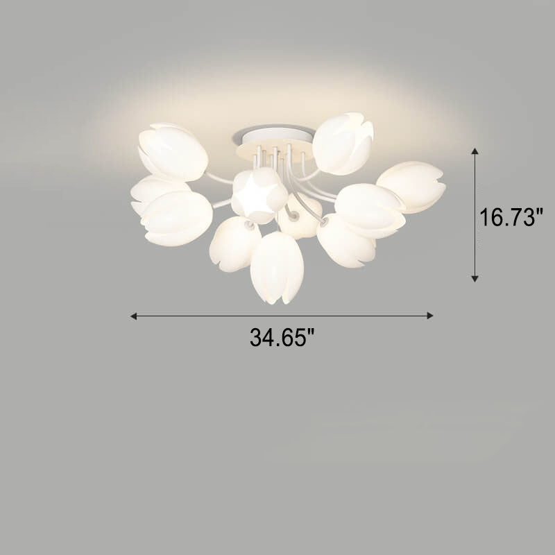 Moderne Tulip Flower Shape 7/11/13 Light Semi-Flush Mount Deckenleuchte