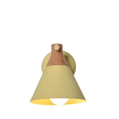 Nordic Solid Wood Macaron Cone Shade 1-Light  Wall Sconce Lamp