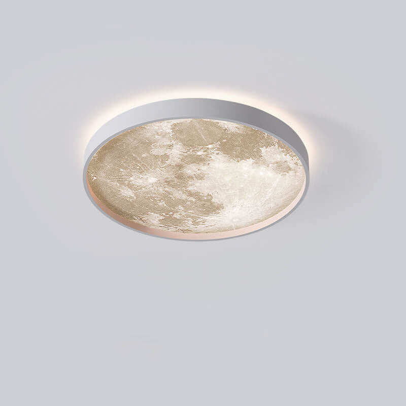 Modern Minimalist Moon Round Iron Acrylic LED Flush Mount Ceiling Light for Living Room