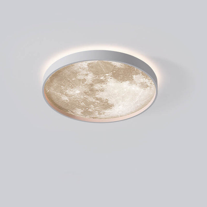Modern Minimalist Moon Round Iron Acrylic LED Flush Mount Ceiling Light for Living Room