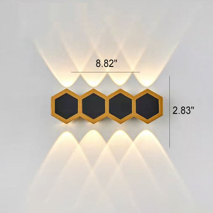 Outdoor Simple Hexagonal Combination Black Gold LED Wall Sconce Lamp