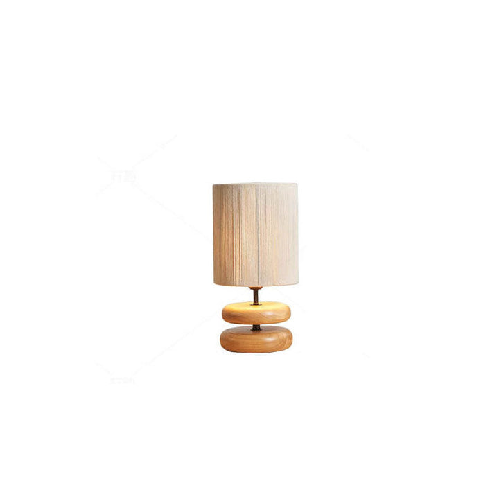 Japanischer minimalistischer Walnussstoff-Lampenschirm Zylinder 1-Licht Tischlampe 
