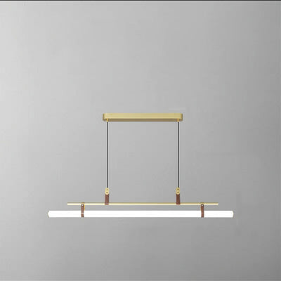 Nordic Minimalist Long Strip Leather LED Island Light Chandelier