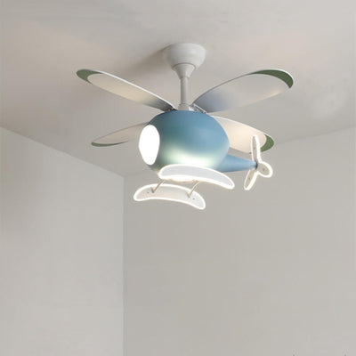 Simple Cartoon Aircraft LED Downrods Ceiling Fan Light