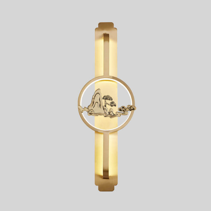 Moderne chinesische Kupfer lange runde LED-Wandleuchte 