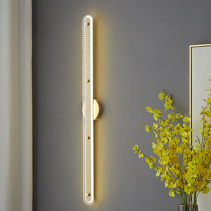 Lámpara Aplique de Pared LED de Vidrio y Cobre de Tira Larga de Lujo Moderno 